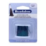 Cordon coton avec fil métallique pour réaliser des pompons 0.8 mm Noir/Turquoise x 20m
