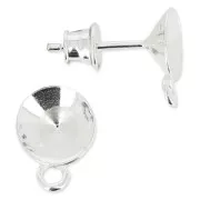 Clous d'oreille 1 anneau porte-cabochon PureCrystal 1088 8 mm Argent 925 x2