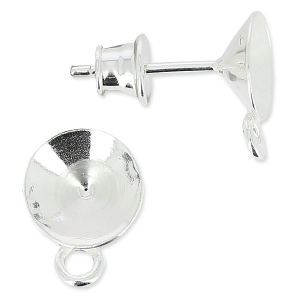 Clous d'oreille 1 anneau porte-cabochon PureCrystal 1088 8 mm Argent 925 x2