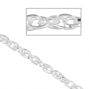 Chaîne maille corde 6x54.5 mm Rhodié x1m