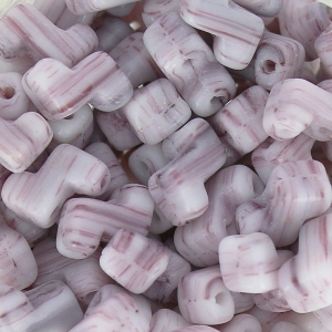 Perles en verre 2 trous Zorro Bead 5x6 mm Milky Light Amethyst x50