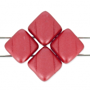 Perles en verre 2 trous Silky Bead 6x6 mm Pastel Dark Coral x50