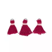 Pompons en rayonne 20 mm avec attaches - Rouge Foncé - Acier x6