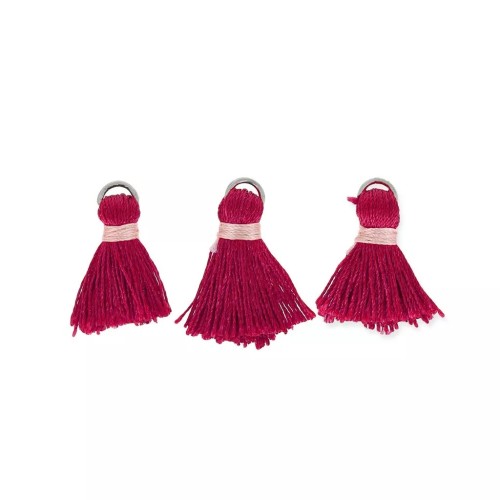 Pompons en rayonne 20 mm avec attaches - Rouge Foncé - Acier x6