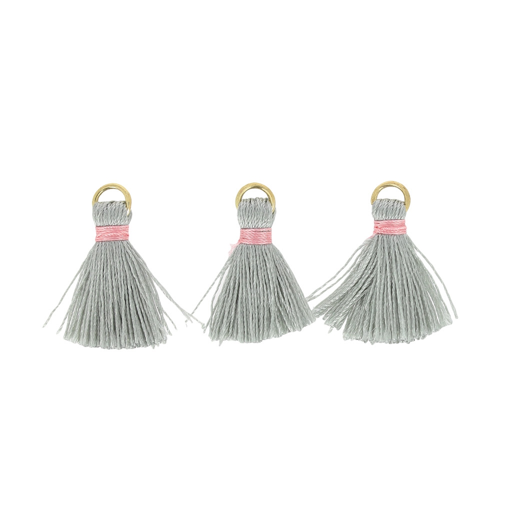 Pompons En Rayonne 20 Mm Avec Attaches Gris Sourisdoré X6