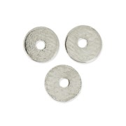Perles rondelles Heishi en laiton - disques plats percés - 4x0.7 mm rhodié x10|raw }}