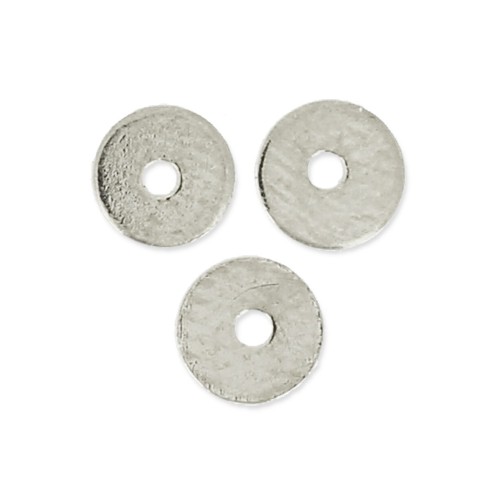 Perles rondelles Heishi en laiton - disques plats percés - 4x0.7 mm rhodié x10
