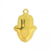 Pendentif Main de Fatima décor double-face 21 mm doré à l'or fin x1