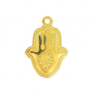 Pendentif Main de Fatima décor double-face 21 mm doré à l'or fin x1