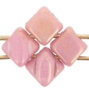 Perles en verre 2 trous Silky Bead Dia 5x5 mm Opaque Luster Rose x50|raw }}