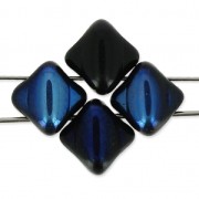 Perles en verre 2 trous Silky Bead Dia 5x5 mm Jet Azuro x50|raw }}