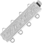 Fermoir 4 rangs motif feuilles 24.5x9 mm - White bronze x1