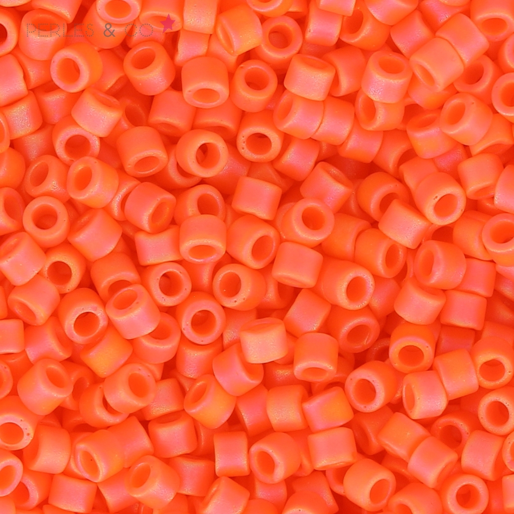 Miyuki Delica 11/0 Seed Beads - Matte Op Orange AB Color, 5 Gram Tube Of Precision Cylinder Beads For Beading