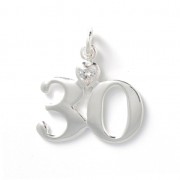 Pendentif anniversaire 30 ans avec coeur Cristal 23 mm en Argent 925 x1|raw }}