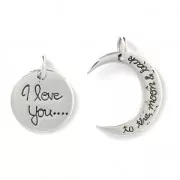 Pendentif complémentaire I love you... to the moon 23 mm en Argent 925 x1