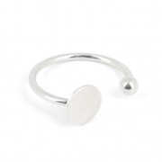 Bague réglable avec plateau pour cabochon plat 8 mm - Rhodié|raw }}