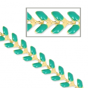 Chaîne maille chevron en épis résine époxy 6.3 mm Vert doré x 20cm