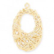 Pendentif en laiton forme ovale avec fil entrelacé 26 mm light gold HQ