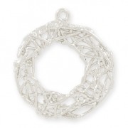 Pendentif en laiton rond avec fil entrelacé 22 mm rhodié|raw }}