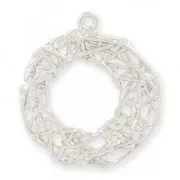 Pendentif en laiton rond avec fil entrelacé 22 mm rhodié