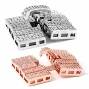 Fermoir clip pour montre/tissage 31x21mm strassé style micro pave doré rose