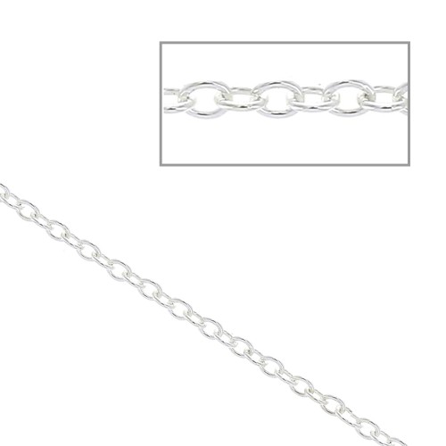 Chaîne maille Forçat 1,3 mm en Argent 925 x 1 m