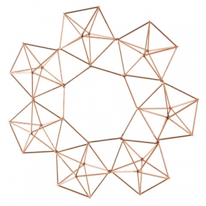 Suspension géométrique décorative style Himmeli Couronne 32 cm Cuivre