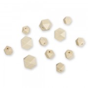 12 perles facettées en bois pour création DIY - 15/20 mm - Naturel