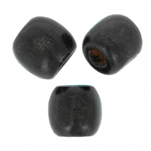 Perles rondes gros trou en bois 16 mm Noir x20