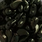 Perles en verre tchèque 2 trous Zoliduo® Right  5x8mm Jet Green Luster x20