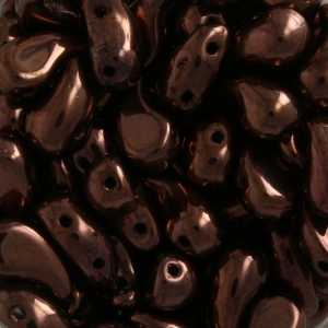 Perles en verre tchèque 2 trous Zoliduo® Right  5x8mm Dark Bronze x20