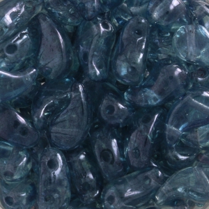 Perles en verre tchèque 2 trous Zoliduo® Right  5x8mm Luster Tr. Blue x20