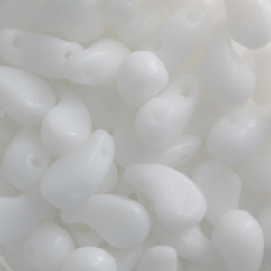 Perles en verre tchèque 2 trous Zoliduo® Left 5x8mm Opaque White x20