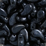 Perles en verre tchèque 2 trous Zoliduo® Left 5x8mm Jet Hematite  x20