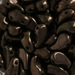 Perles en verre tchèque 2 trous Zoliduo® Left 5x8mm Gold Bronze x20