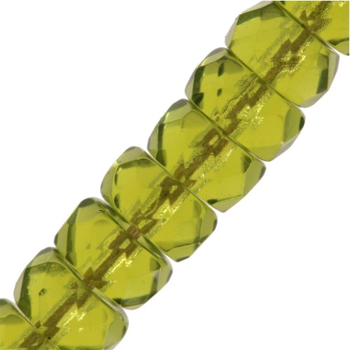 Perles rondelles Heishi facettées 6x3 mm - Olivine x25
