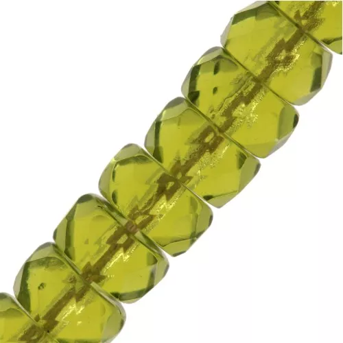 Perles rondelles Heishi facettées 6x3 mm - Olivine x25
