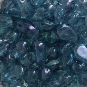 Perles en verre tchèque 2 trous Zoliduo® Left 5x8mm Luster Tr. Blue x20