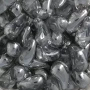 Perles en verre tchèque 2 trous Zoliduo® Left 5x8mm Crystal/Argent x20