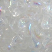 Perles en verre tchèque 2 trous Zoliduo® Left 5x8mm Crystal AB x20|raw }}