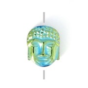 Perle imitation Hematite Tête de Bouddha 8.5x7x4 mm Light Green Metallic x1