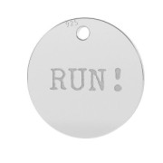 Breloque médaille gravée Run 11 mm en Argent 925 x1|raw }}