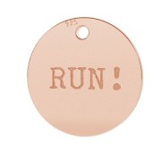 Breloque médaille gravée Run 11 mm en Argent 925 doré rose x1|raw }}