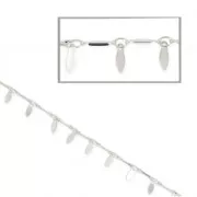 Chaîne maille fantaisie navettes 3x6 mm argenté x 50 cm