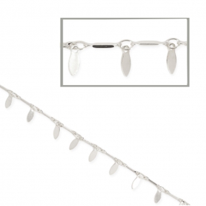 Chaîne maille fantaisie navettes 3x6 mm argenté x 50 cm