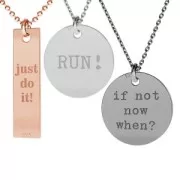 Breloque médaille gravée Let's go 11 mm en Argent 925 doré rose x1