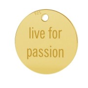 Breloque médaille gravée Live for passion 11 mm en Argent 925 Doré à l'or fin x1|raw }}