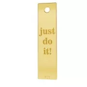 Breloque médaille rectangle gravée Just do it en Argent 925 Doré à l'or fin x1