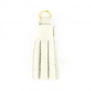 Pompon en cuir 22 mm pour création ou customisation DIY - Blanc/doré x1