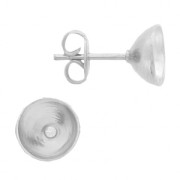 Clous d'oreilles porte-cabochon pour 1028/1088 8 mm - Rhodié x2|raw }}